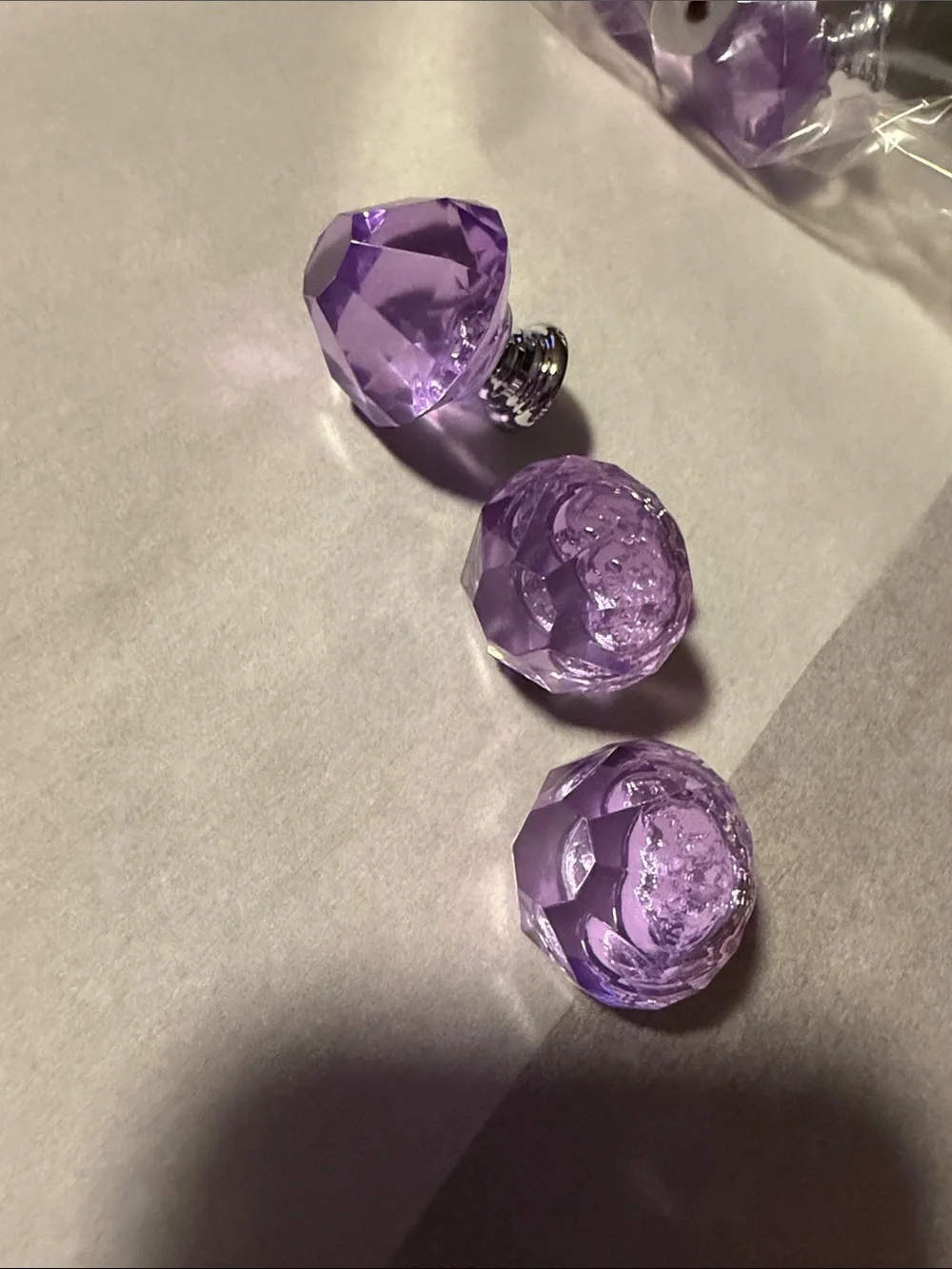 Lavender Crystal-like Resin Drawer Pulls #4 - (pk of 3)